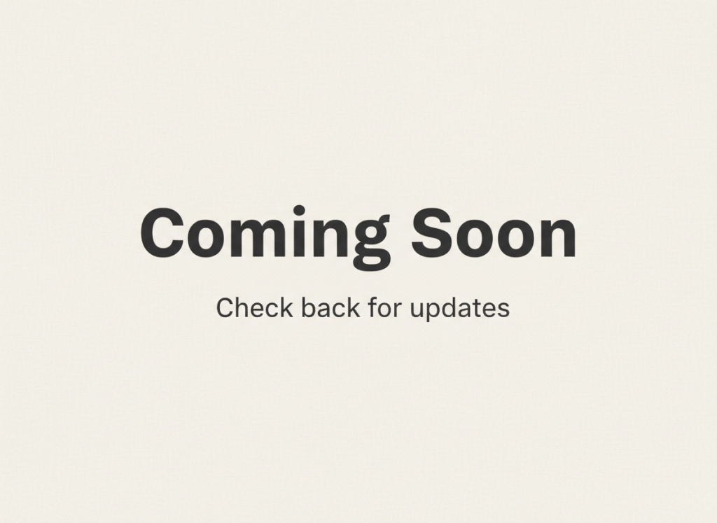 A clean, simple placeholder image with the words "Coming Soon" centered in bold modern typography on a light neutral background. Minimal, professional style suitable for a church directory listing.